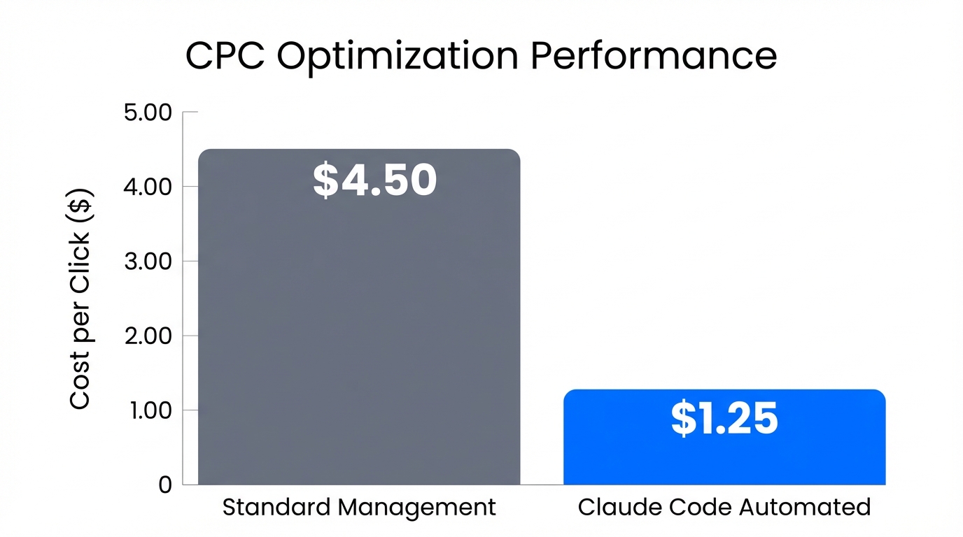 Visualizing the CPC reduction achieved through agentic performance marketing automation.