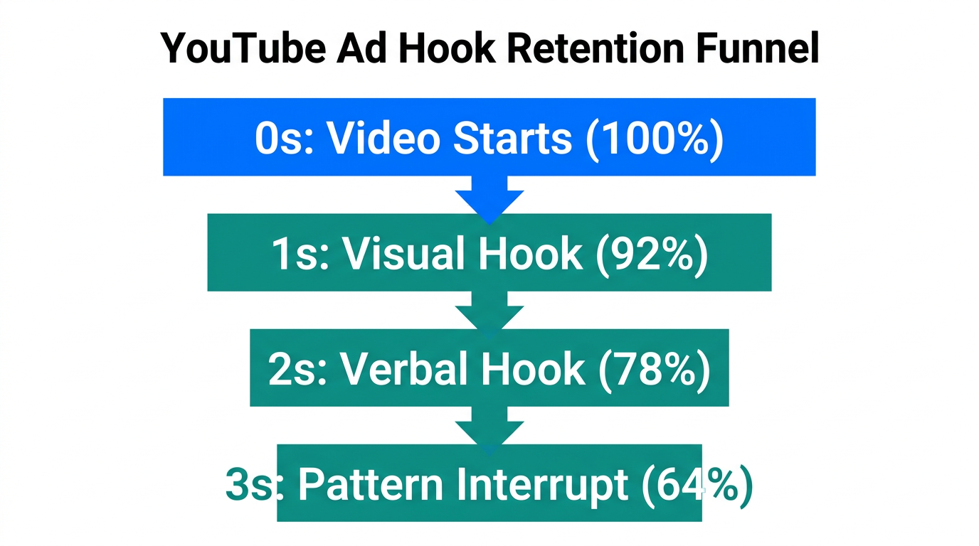 Viewer retention drop-off during the critical first three seconds.