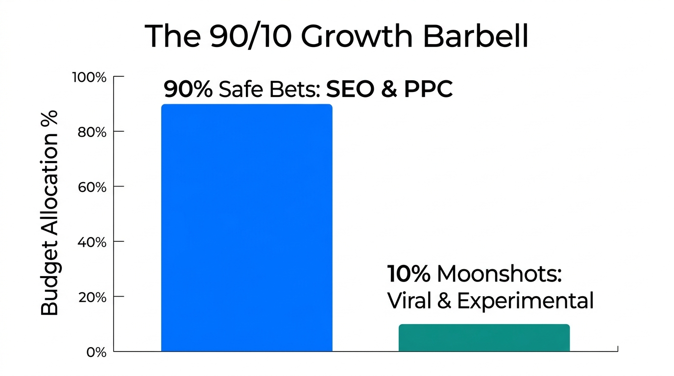The Barbell Strategy showing resource allocation between safe and risky bets.