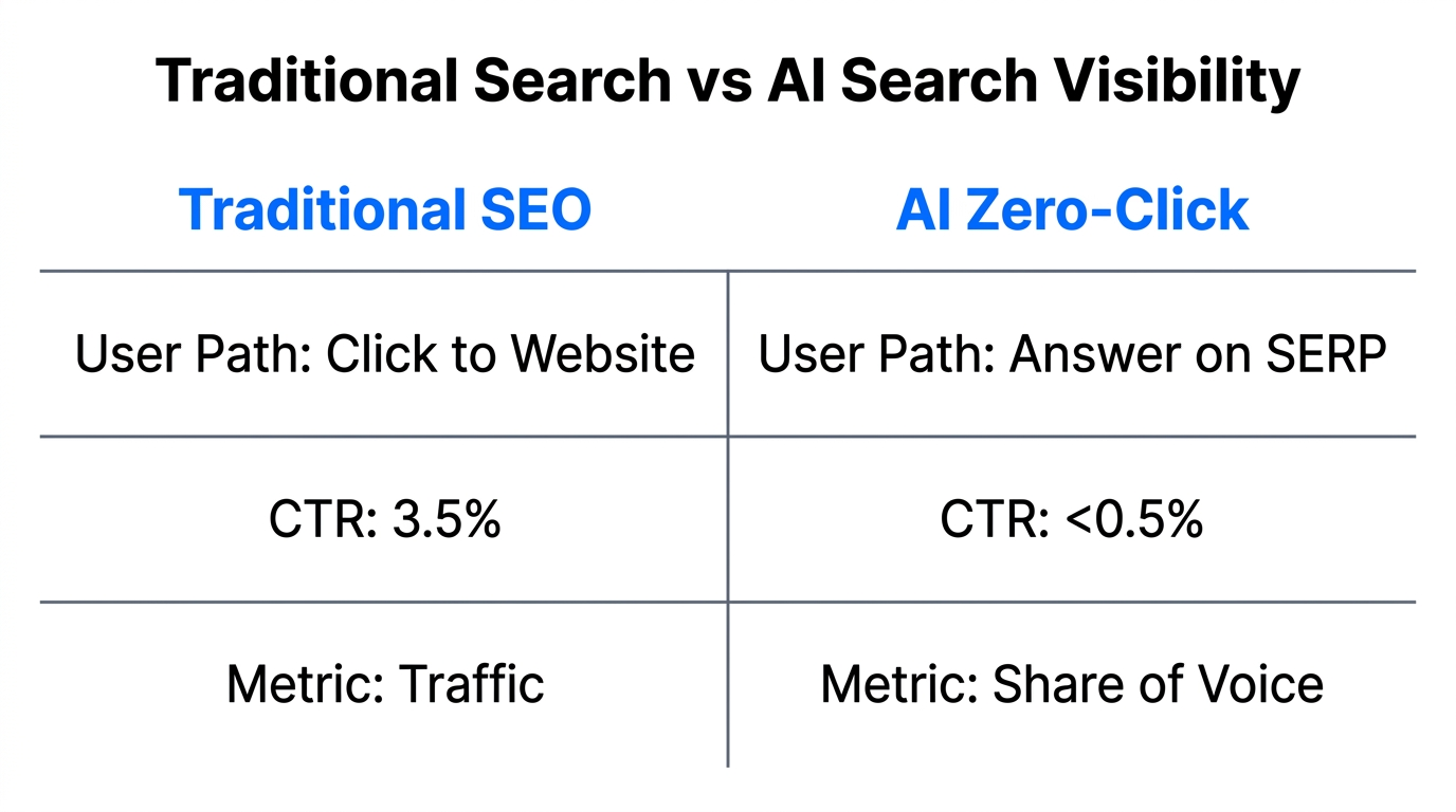 Comparison of engagement metrics between traditional SEO and AI-driven search.