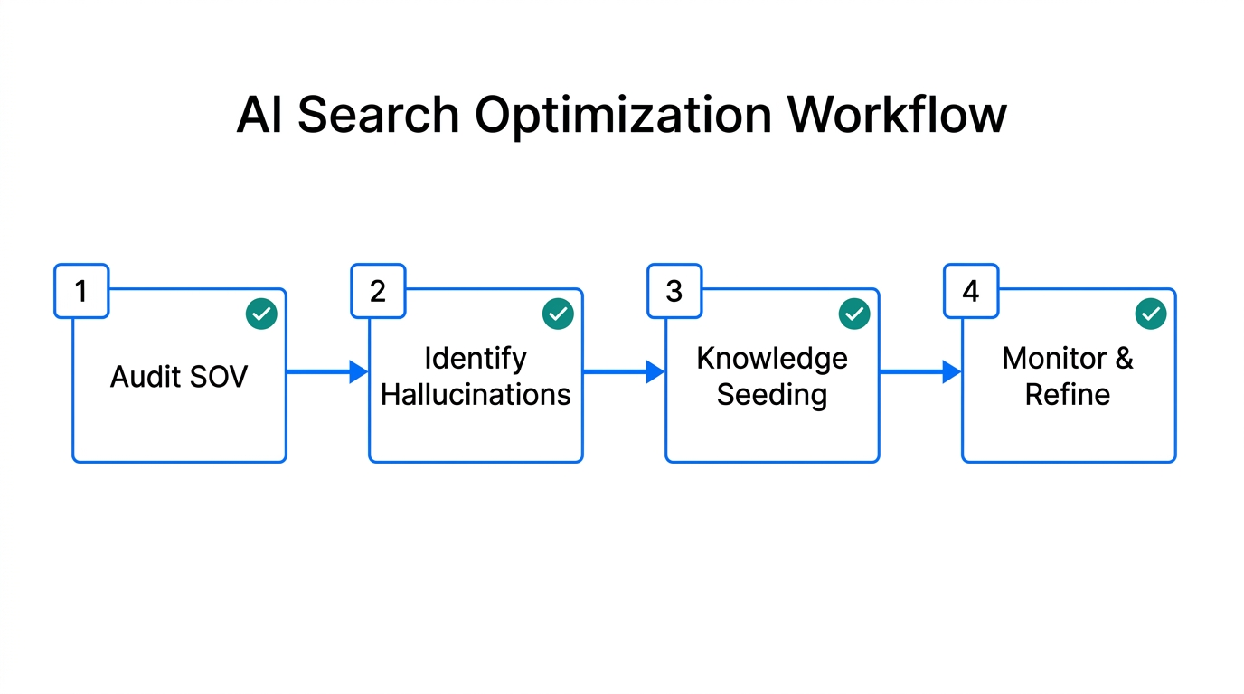 Four-step implementation strategy for improving AI search visibility.