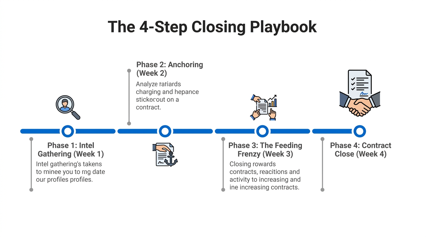 A four-week timeline for executing the Mentalist's closing playbook.