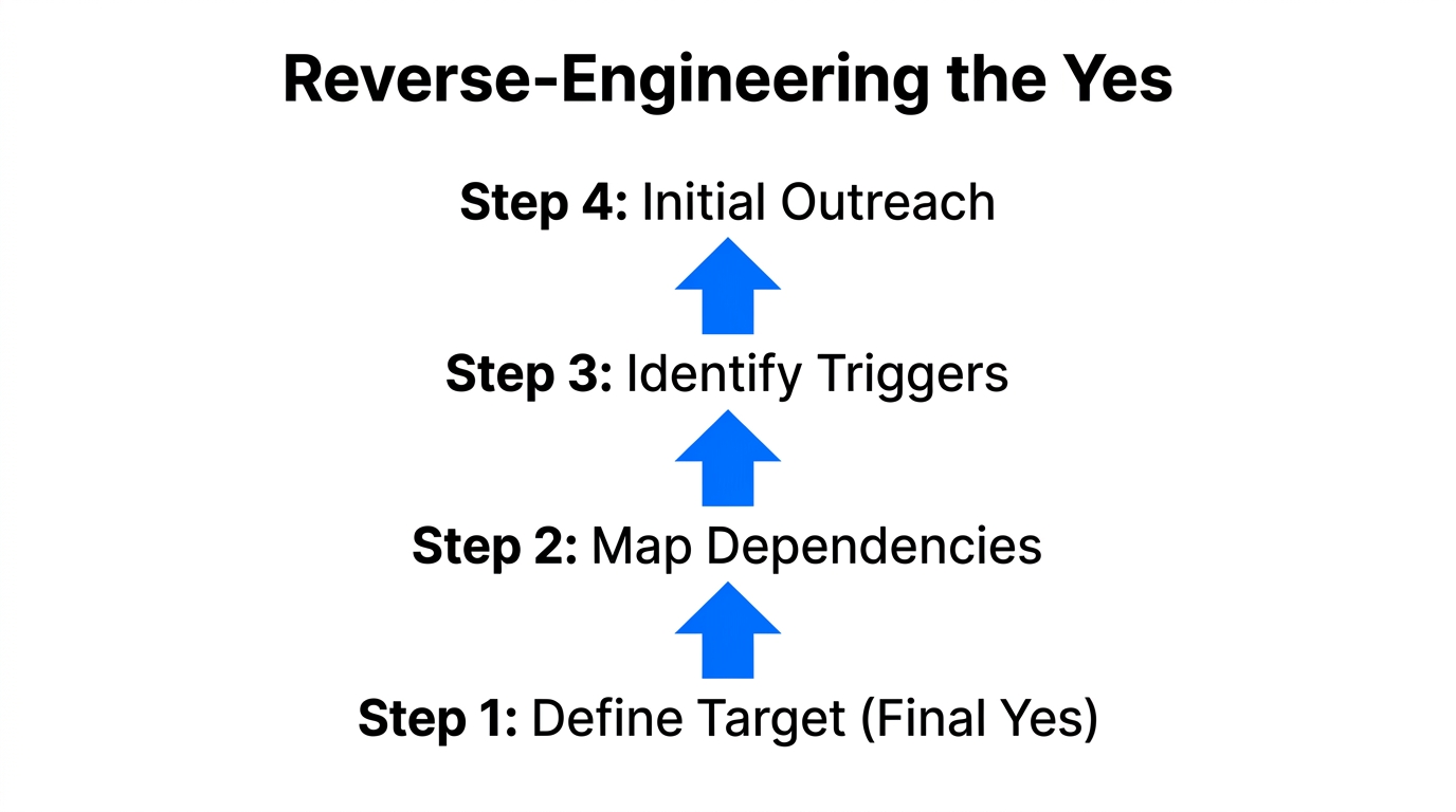 A reverse-engineering workflow starting from the final deal signature.