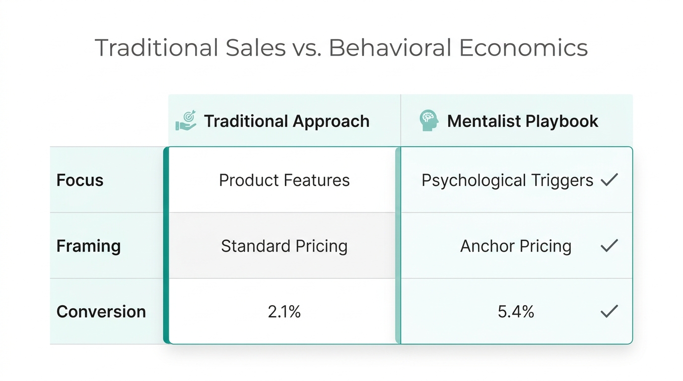 Comparing traditional sales metrics against behavioral economics strategies.