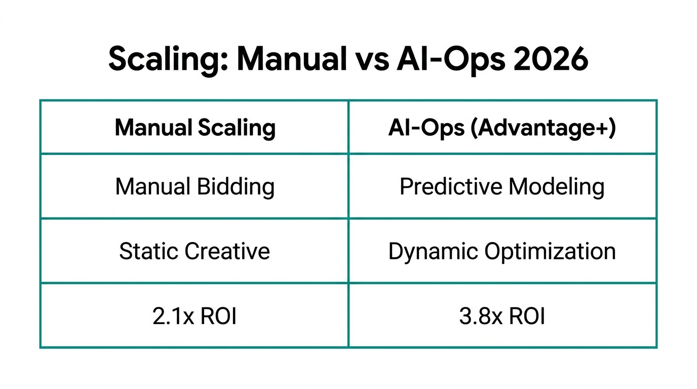 Comparison of traditional manual scaling versus AI-driven optimization methods.