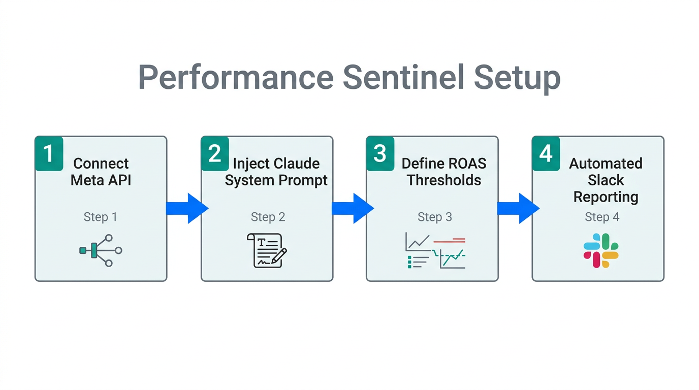 A 4-step workflow for configuring a Performance Sentinel automation.