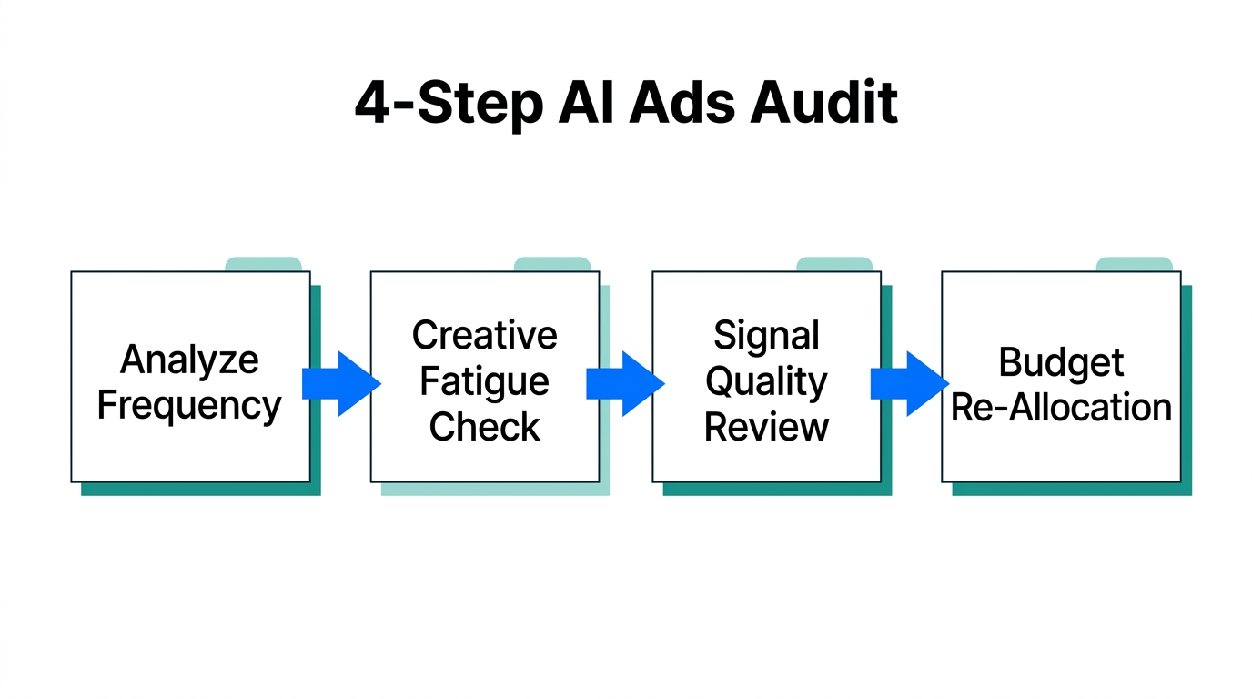Flowchart outlining the standard workflow for an AI ads audit.