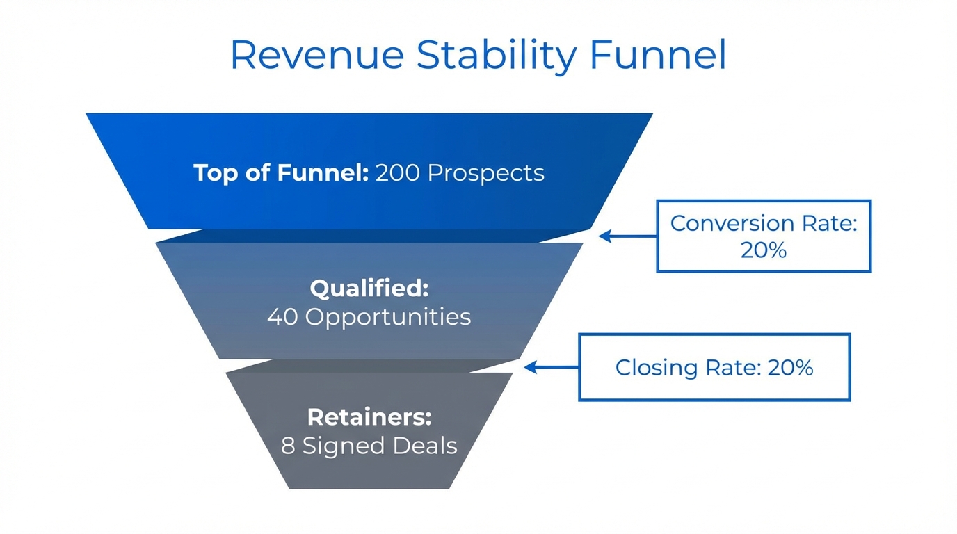 A structured sales funnel to eliminate the feast-and-famine revenue cycle.