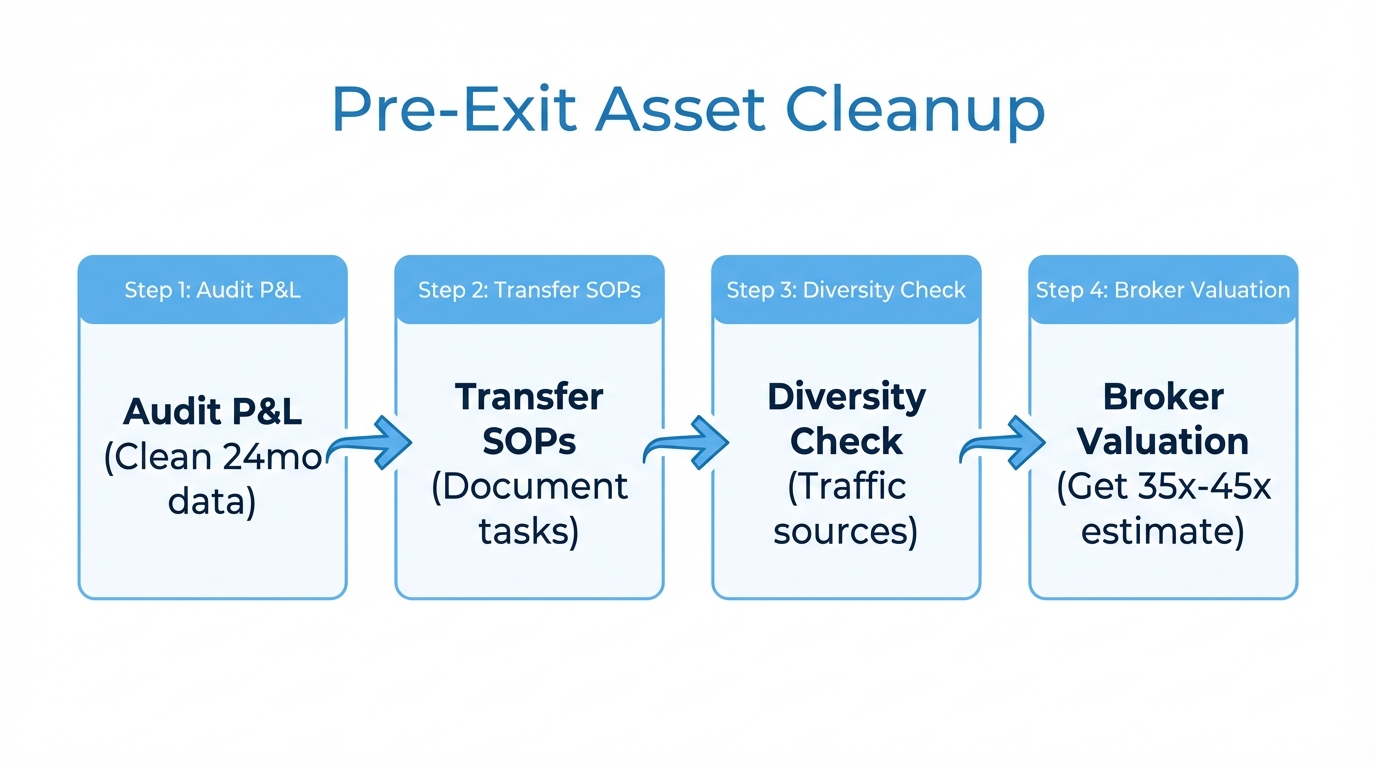 A four-step process for preparing an affiliate asset for sale.