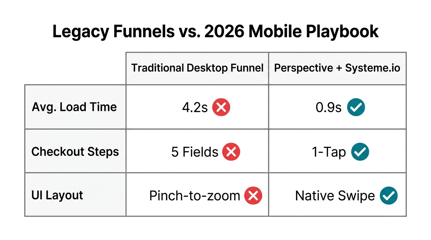 Comparison table showing the efficiency gains of mobile-first architecture.