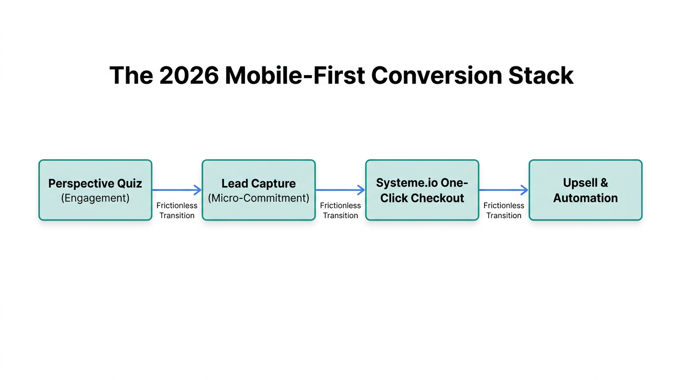 The integrated workflow between Perspective quizzes and Systeme.io checkouts.