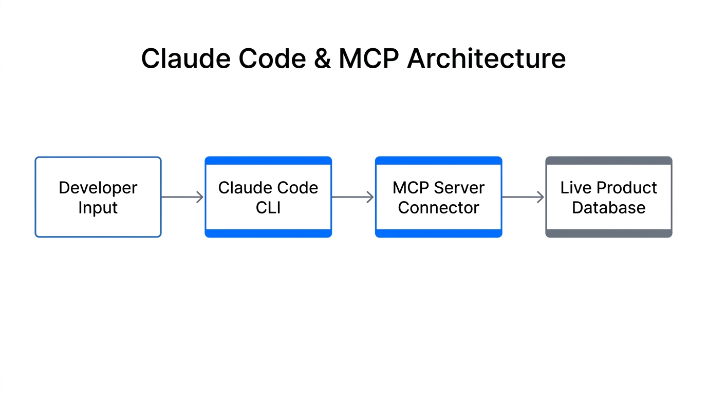 Workflow showing Claude Code interacting with MCP servers to fetch data.