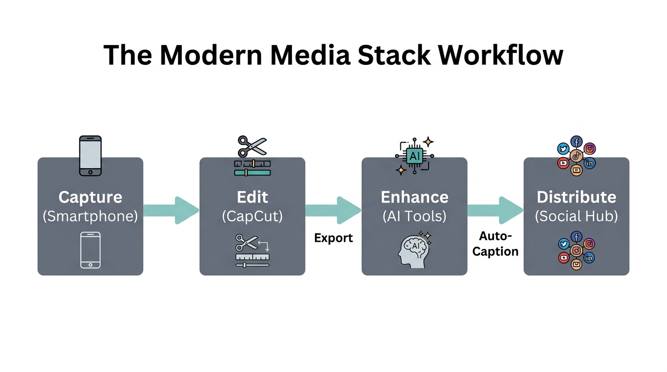Step-by-step workflow for the 2026 modern media marketing stack.