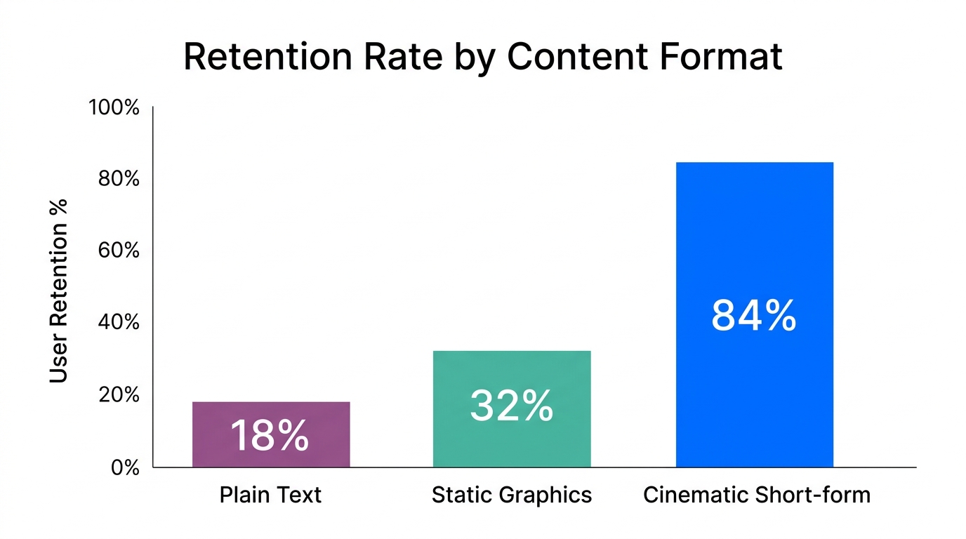 Data showing the superior retention rates of cinematic short-form video.
