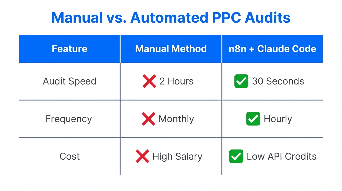 Comparison of efficiency between manual audits and AI-automated workflows.