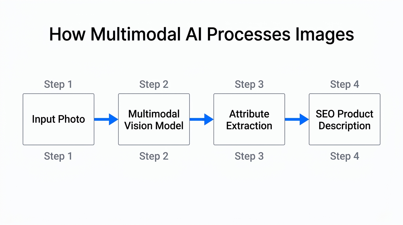 Process of AI vision model converting raw images into text.