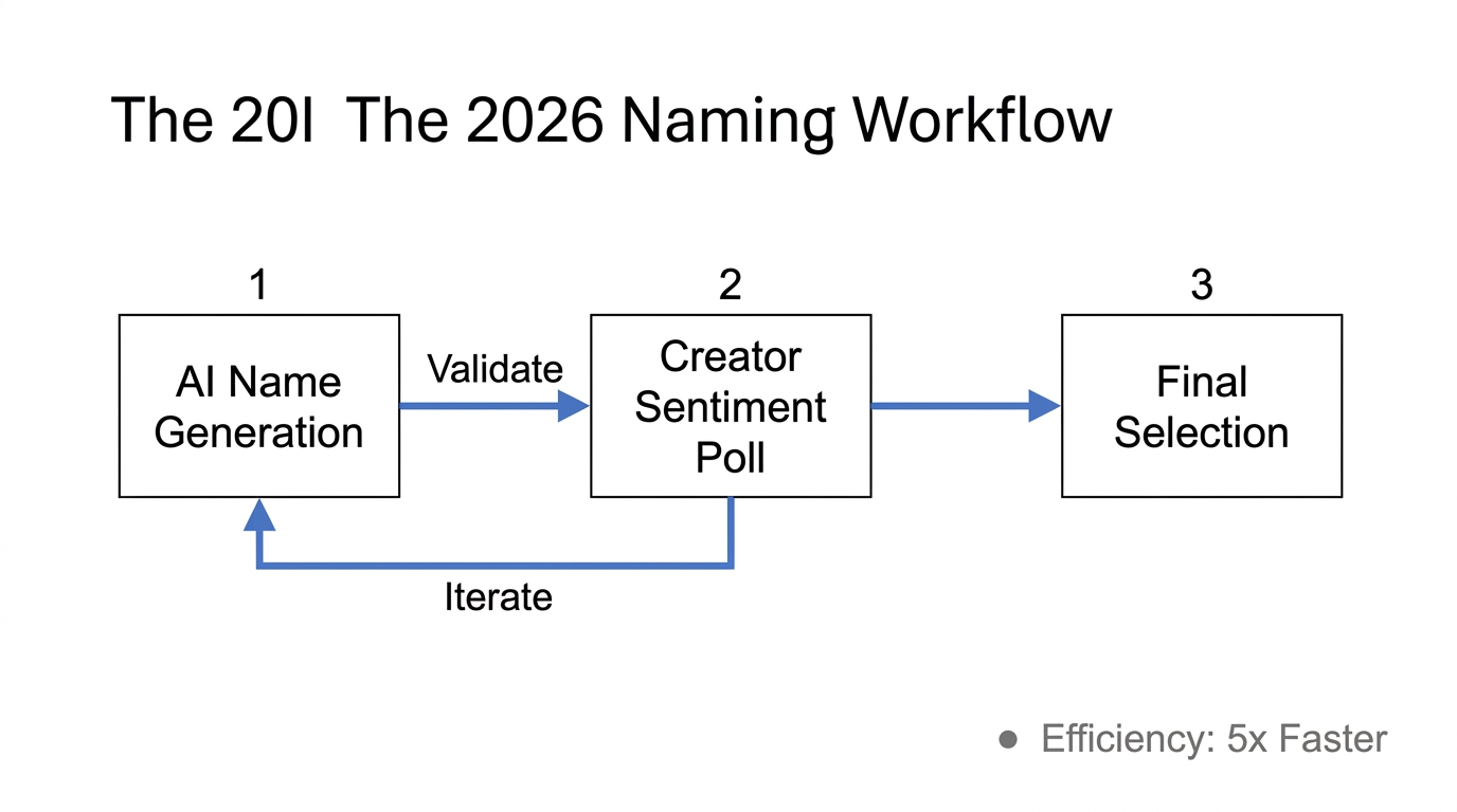 The modern naming workflow utilizing AI tools and creator feedback.