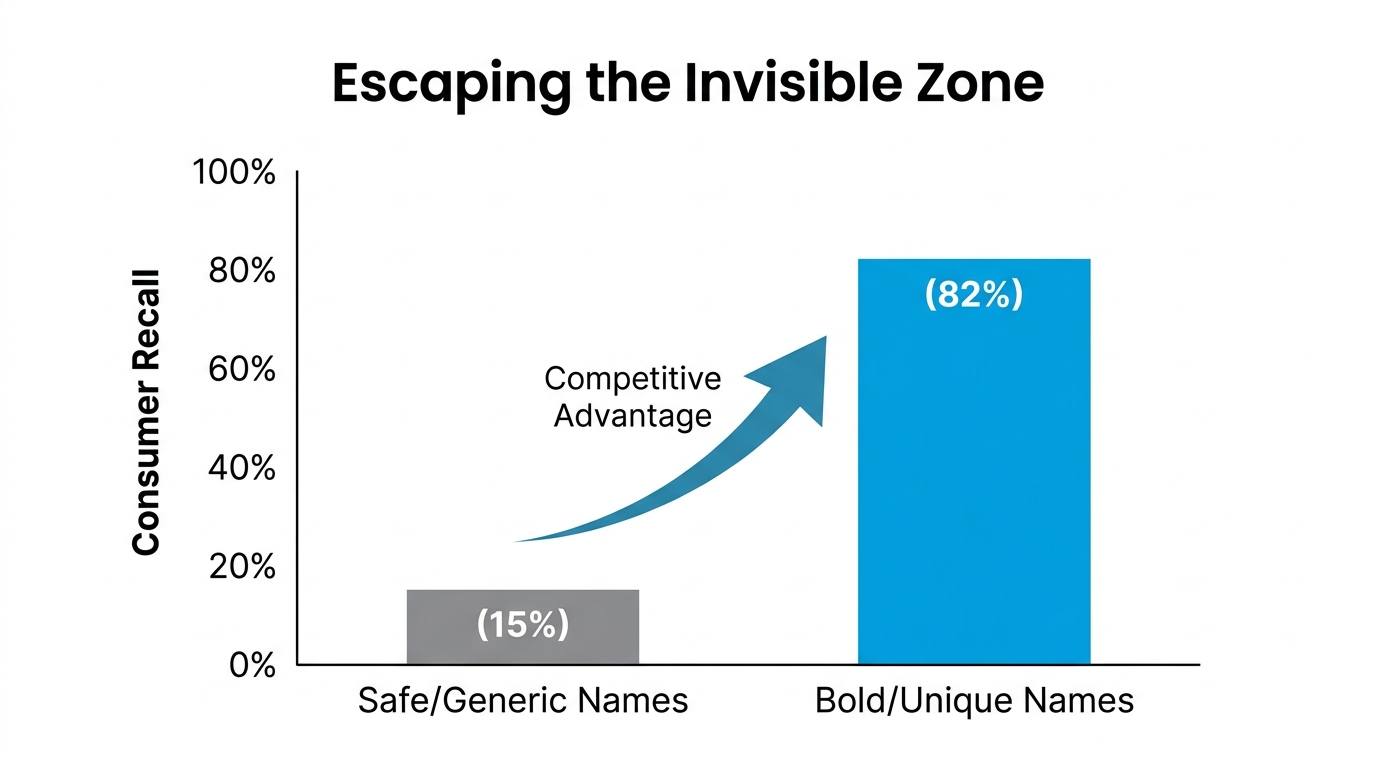 Comparison of consumer recall between generic and unique brand names.