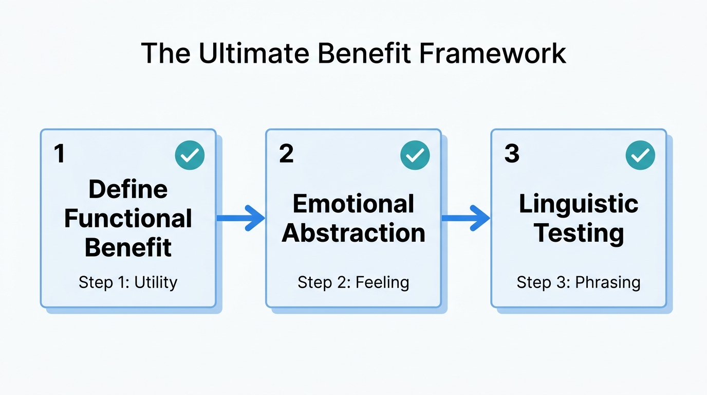 Step-by-step framework for creating brand names based on core benefits.