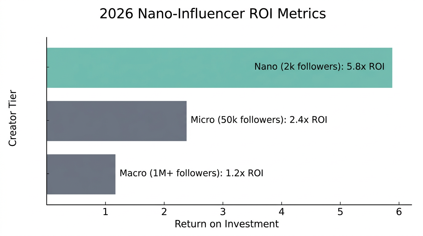 Return on investment comparison between nano, micro, and macro influencers.