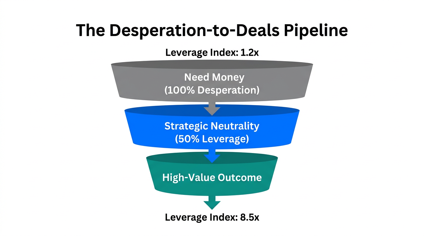 How shifting from desperation to neutrality increases overall negotiation leverage.