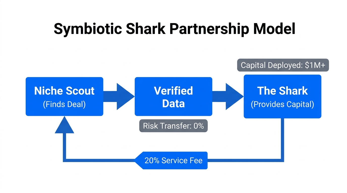 A flowchart showing the value exchange between niche scouts and capital providers.