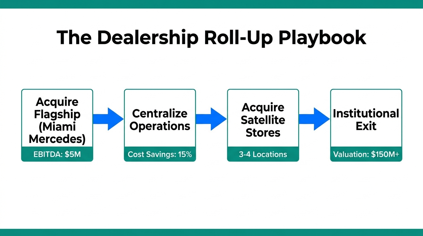 The four-step process for scaling local dealerships into a regional monopoly.