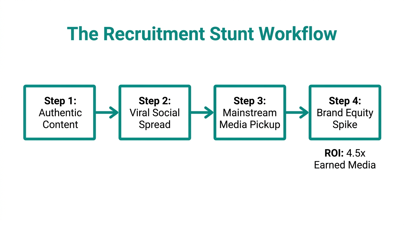 Workflow showing how recruitment stunts drive athlete brand valuation.