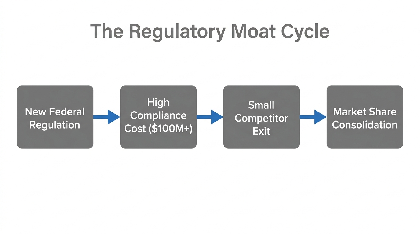 How high regulatory barriers create a moat for established incumbents.