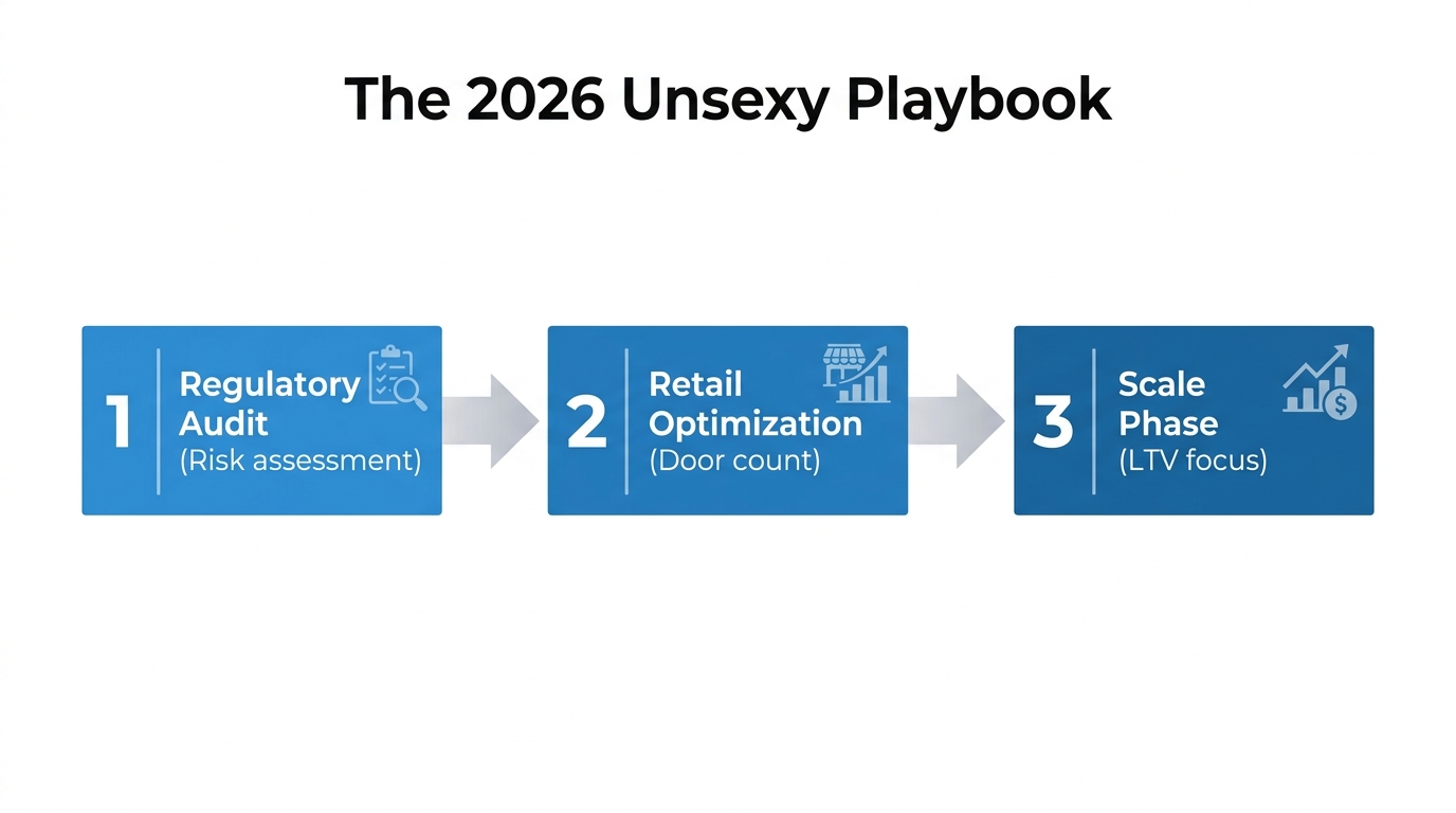 Three-step execution framework for scaling in highly regulated industries.