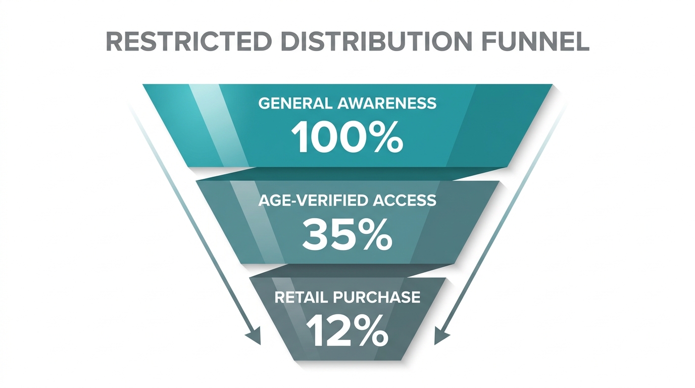 Conversion funnel showing the impact of age-gating on customer acquisition.