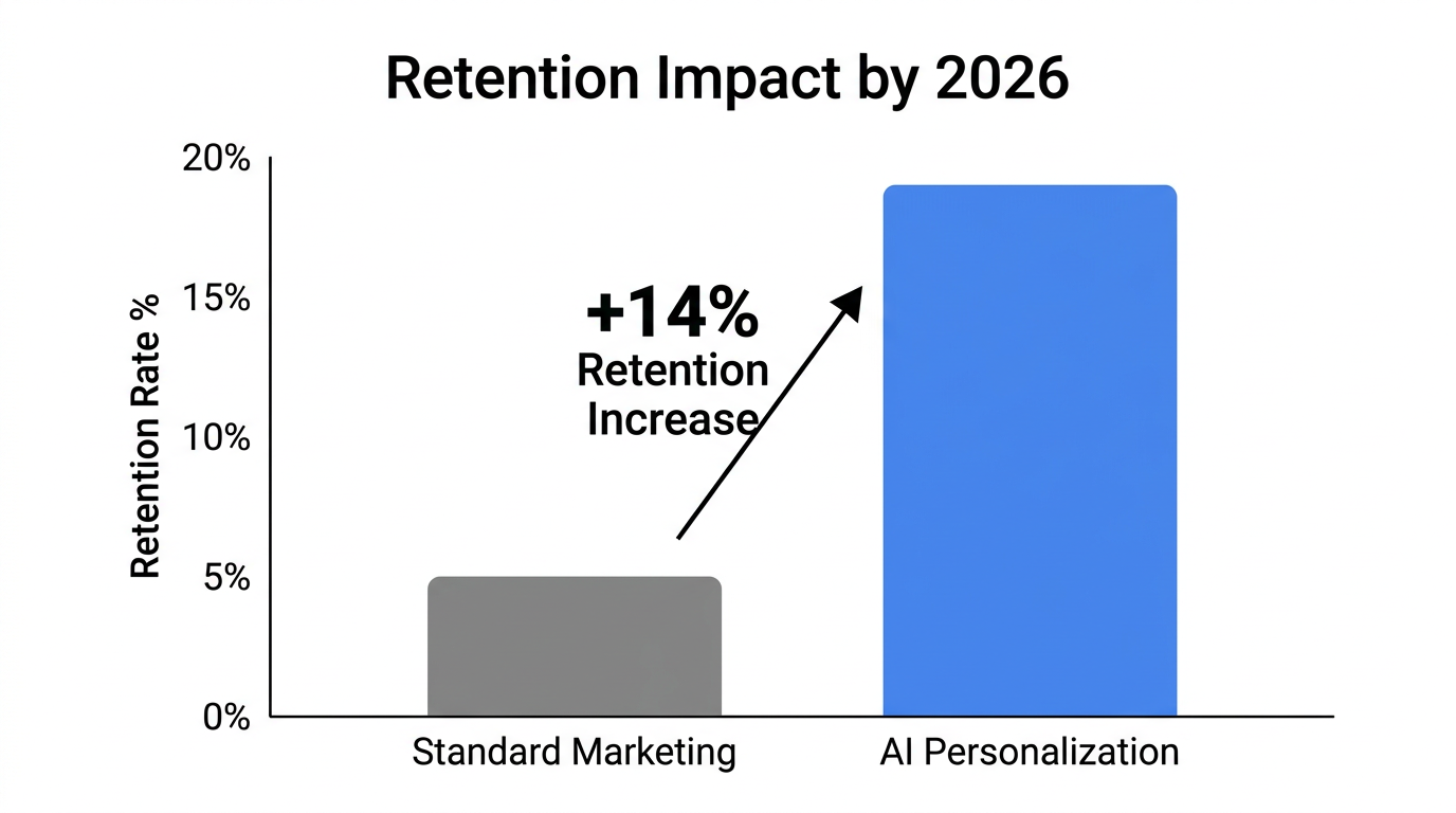 Projected retention growth comparing standard marketing to AI personalization.