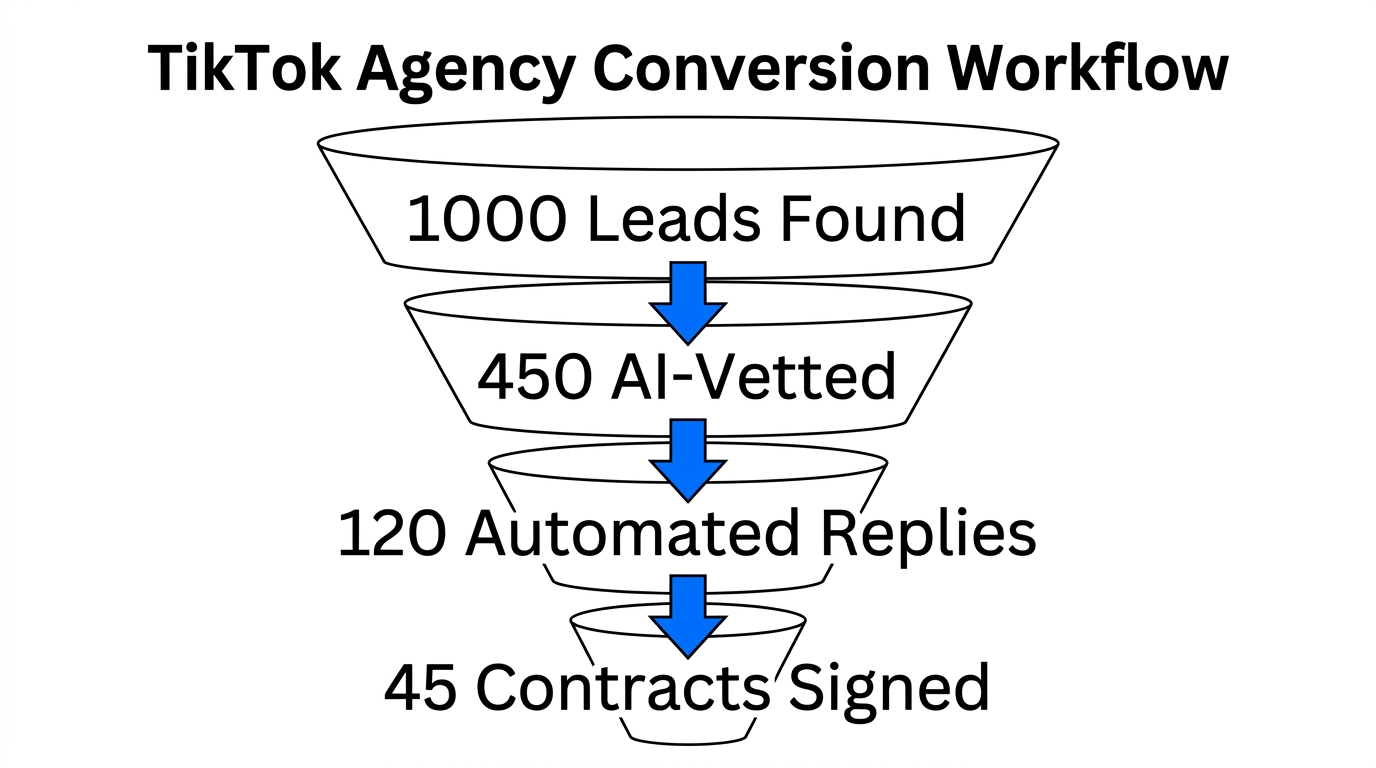 Case study funnel showing conversion metrics using agentic influencer outreach.