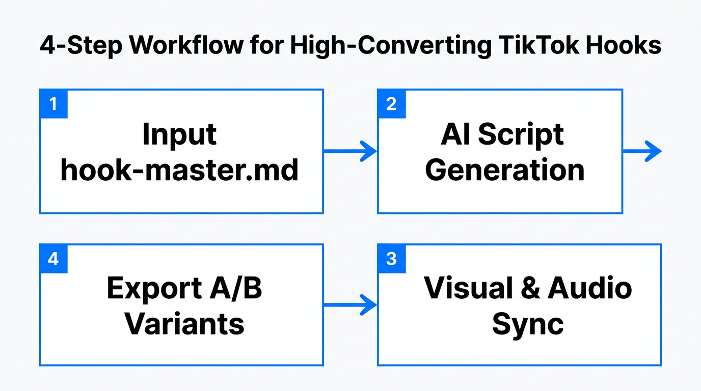 The four-step process for generating viral hooks using OpenClaw.