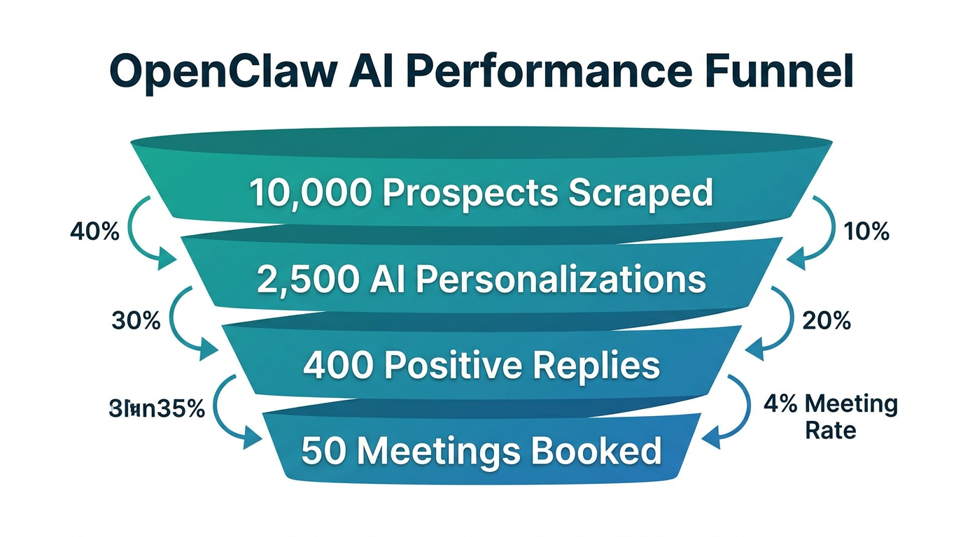 Projected sales funnel metrics for a $300/month AI SDR setup.