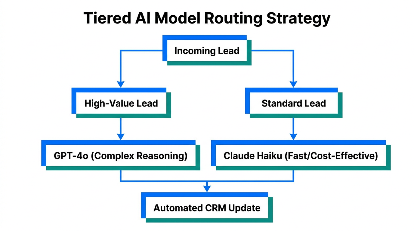 Tiered AI routing logic for prioritizing high-value sales leads.