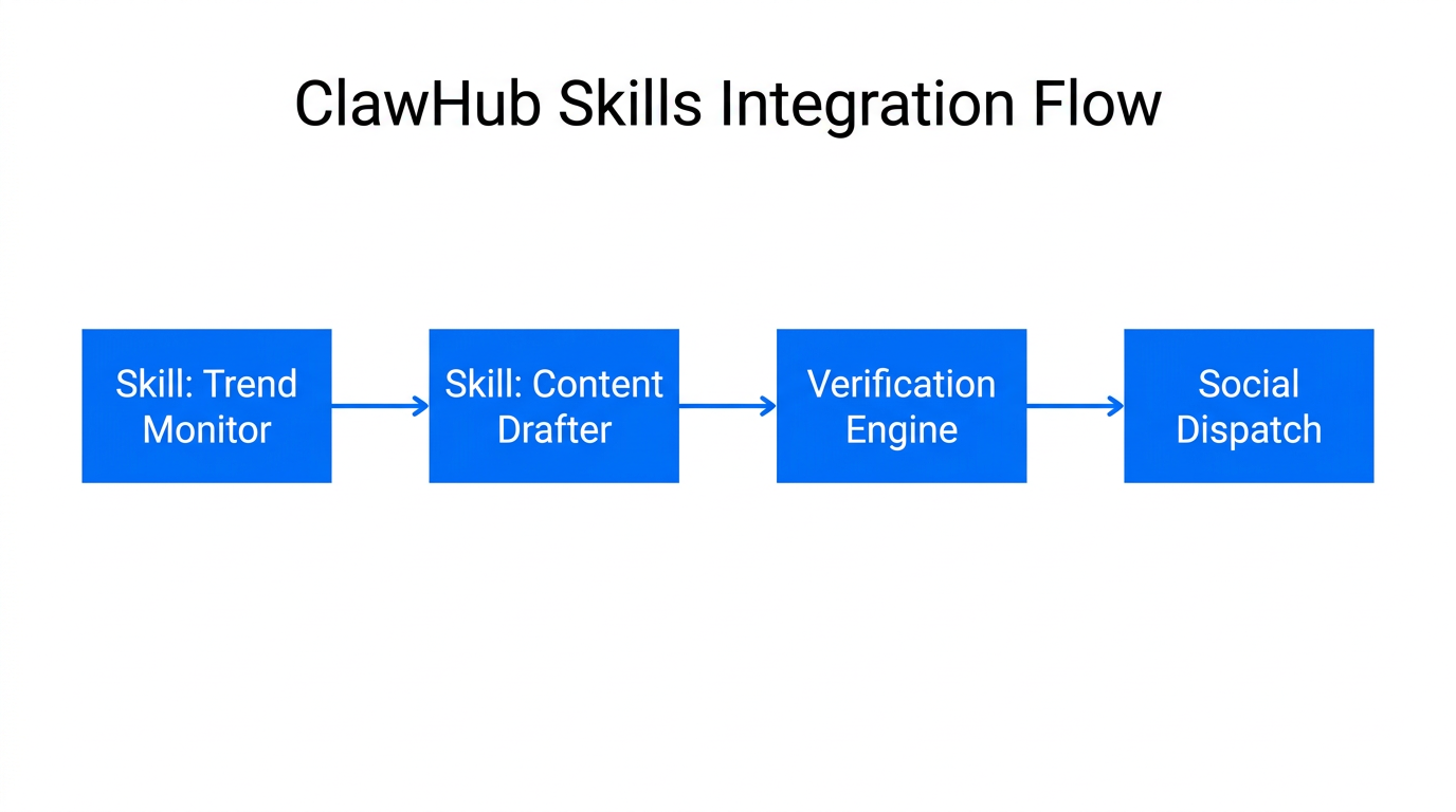 Workflow showing how different AI skills connect for distribution.