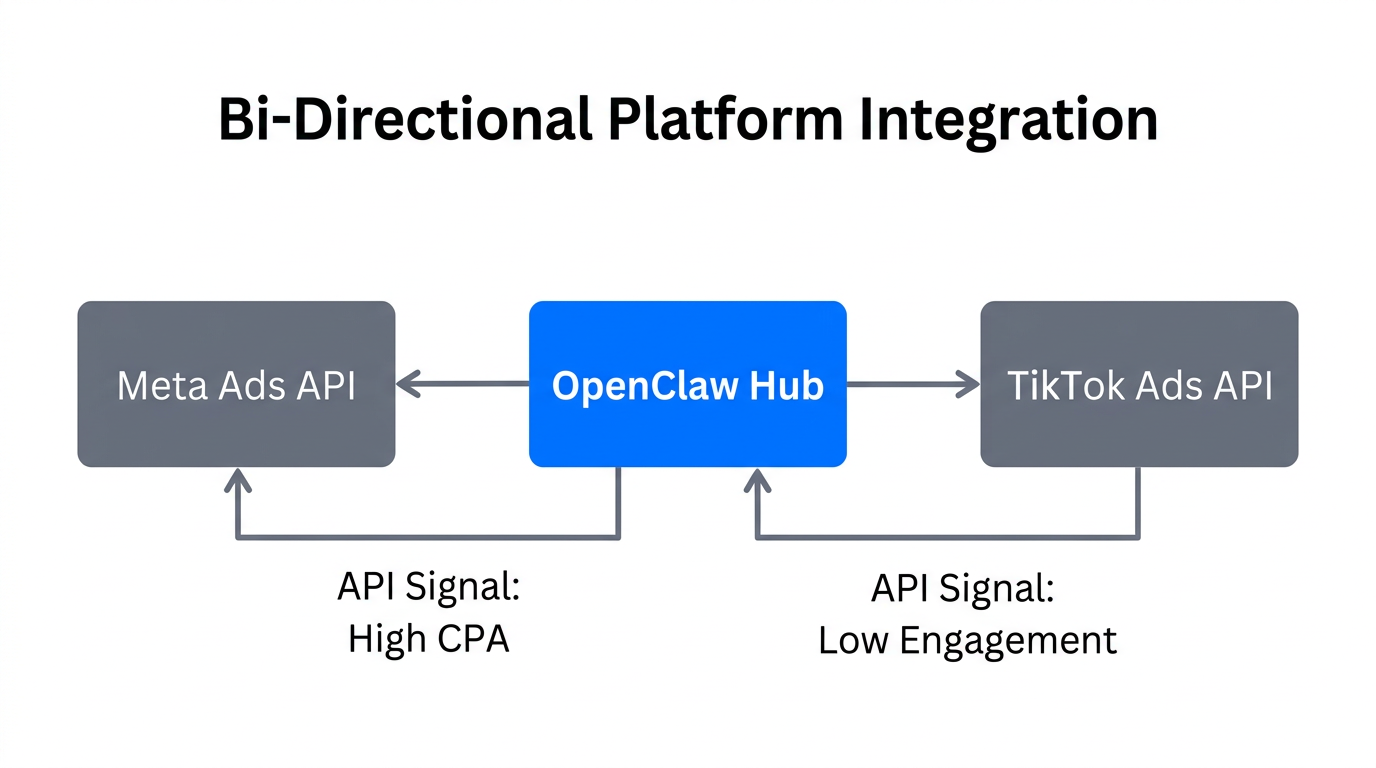How OpenClaw communicates and receives data from social media ad platforms