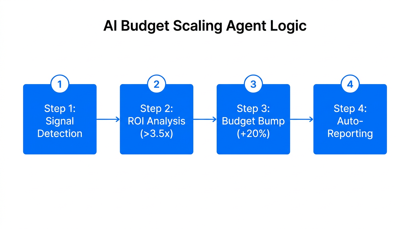 The automated logic used by AI agents to scale winning budgets.