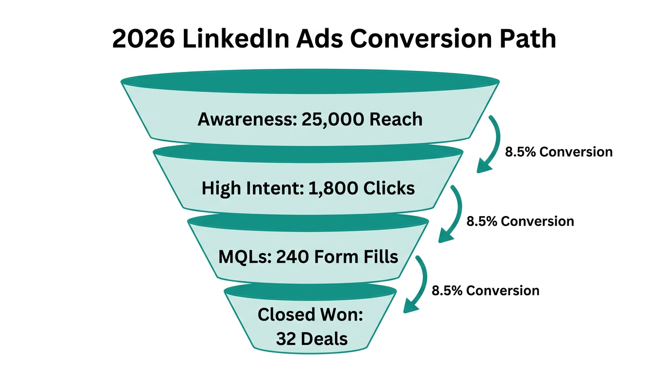 Full-funnel mapping showing conversion benchmarks for high-CPM environments.
