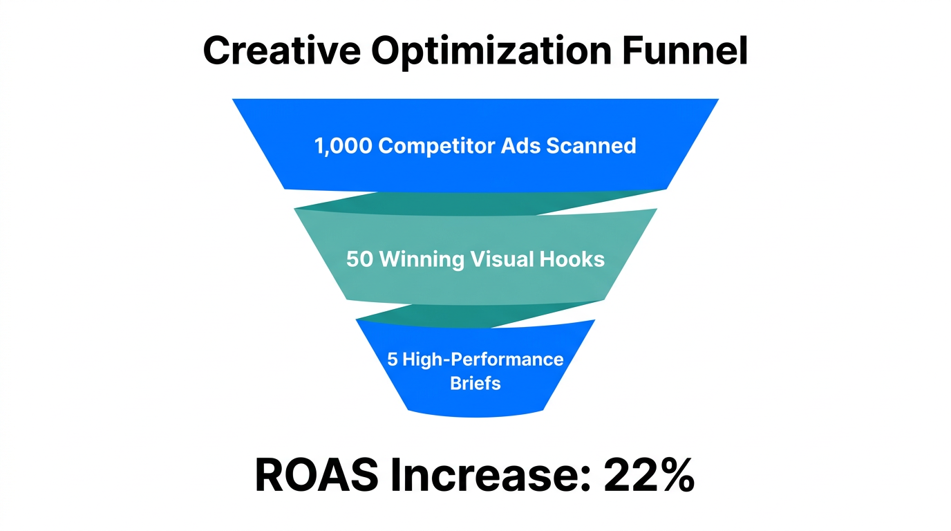 Funnel showing how high-volume scanning leads to high-performance creative.