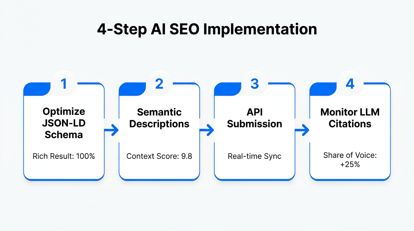 The four critical steps to implementing the 2026 AI SEO playbook.