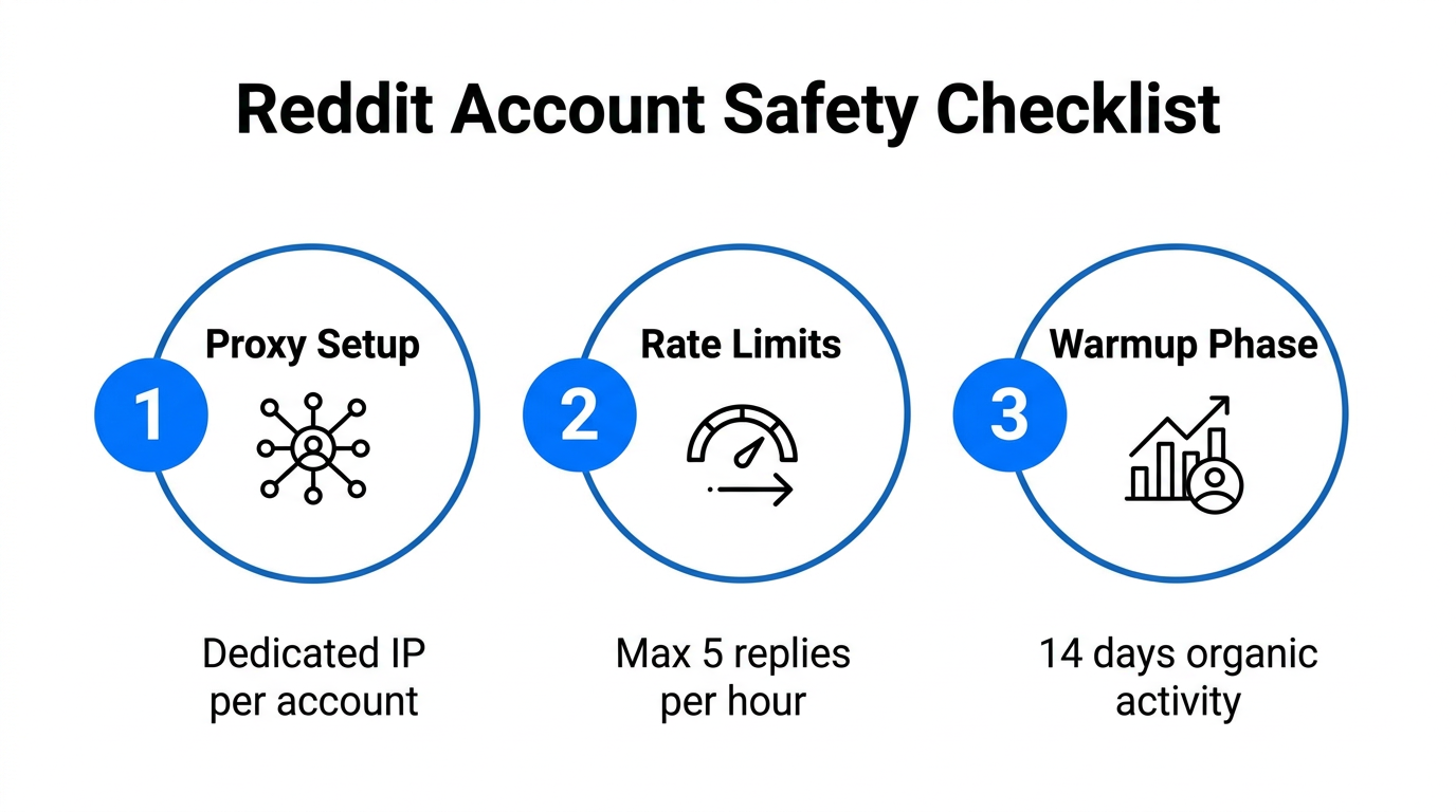 Essential security practices for maintaining healthy Reddit automation accounts.