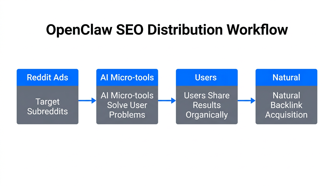 The OpenClaw workflow connecting Reddit Ads to organic backlink growth.