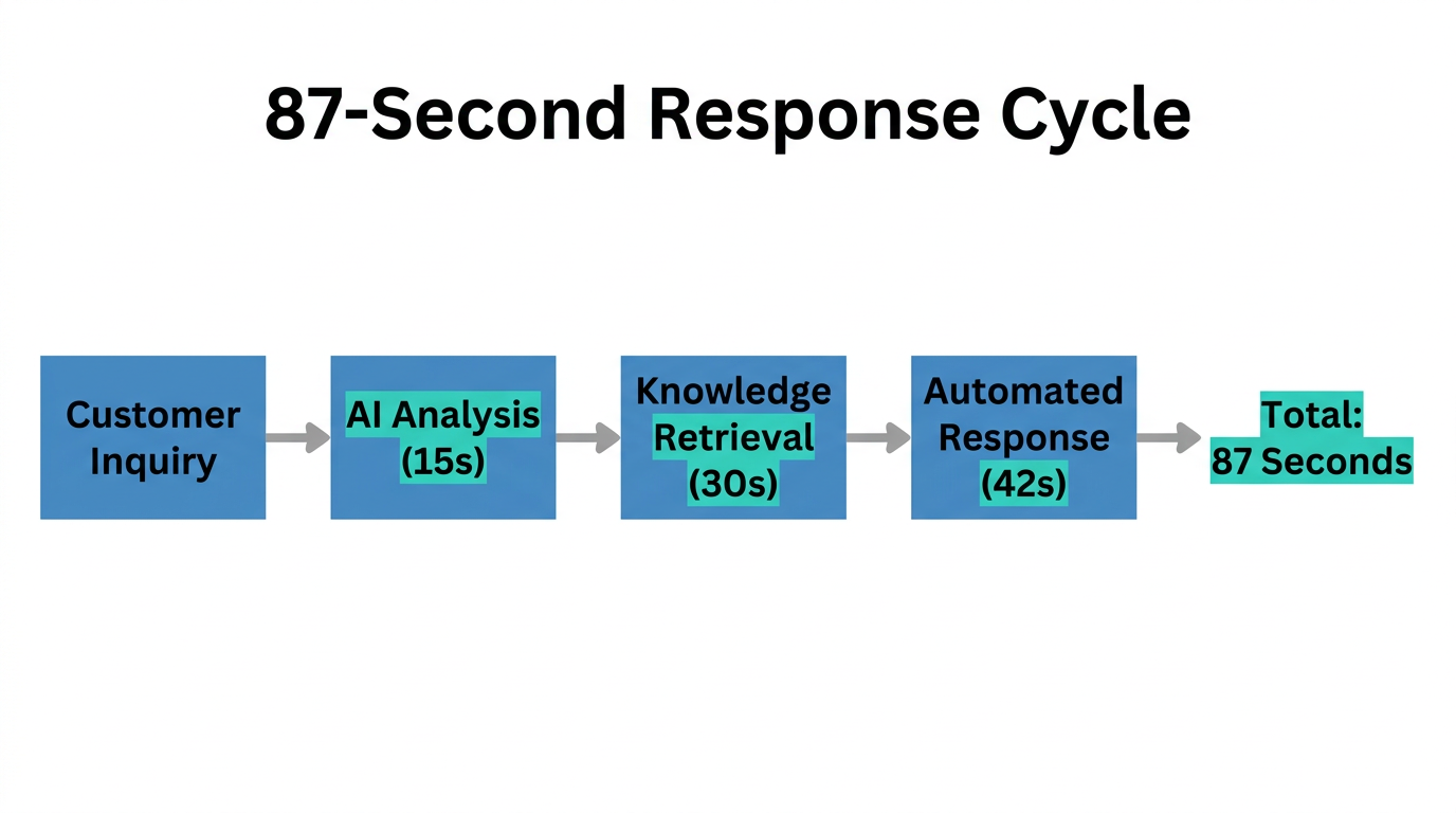 The automated workflow achieving sub-90 second customer response times.