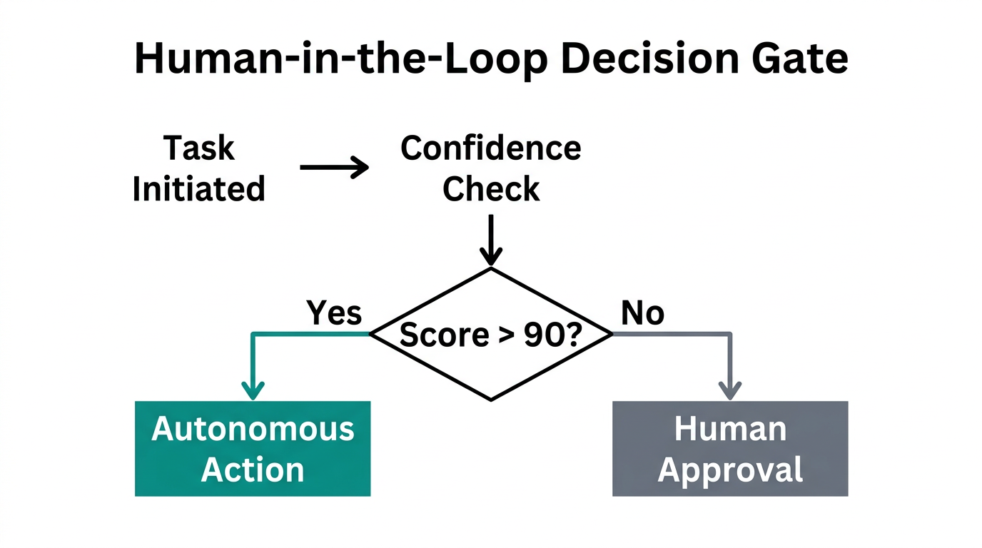 Decision logic for autonomous execution versus human intervention.