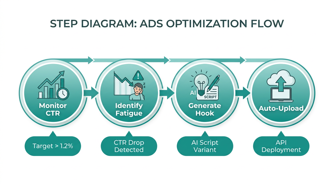 The four-stage automated loop for refreshing creative content.