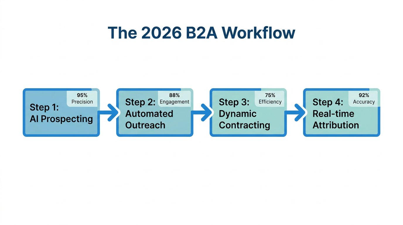 A streamlined four-step workflow for modern B2A influencer marketing.