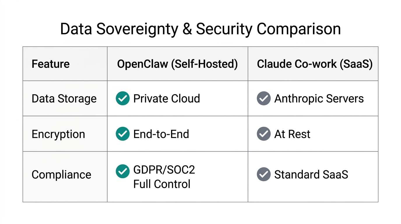 Security and data ownership comparison between self-hosted and SaaS models.