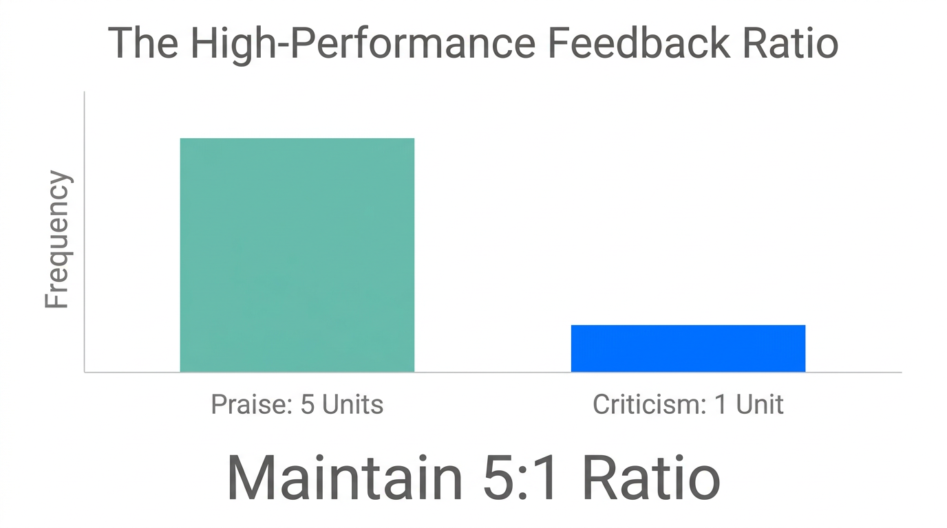 The ideal 5-to-1 praise-to-criticism ratio for growth team management.